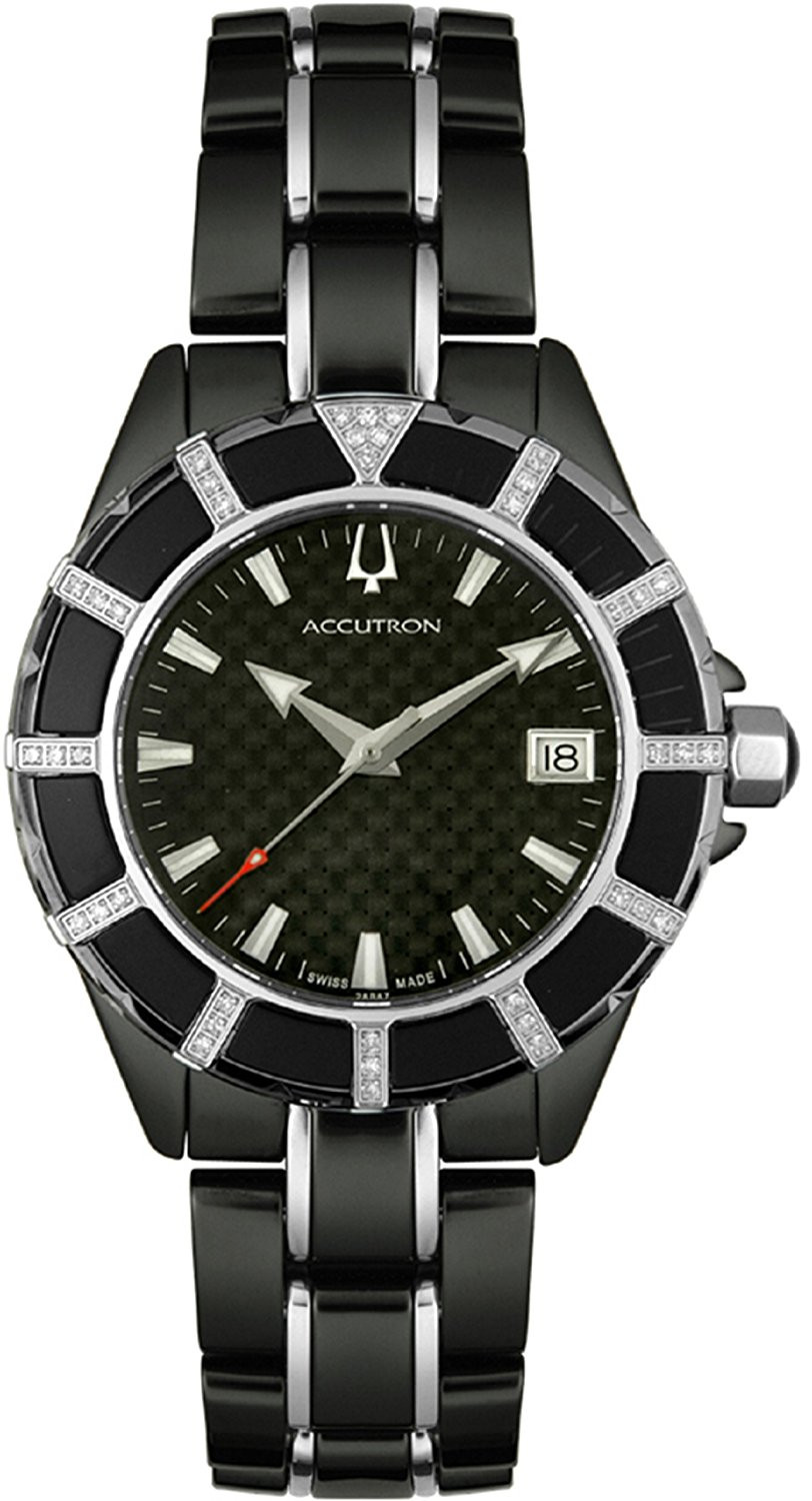 Accutron Men's Mirador Black Dial Two Tone Diamonds Watch 28E11