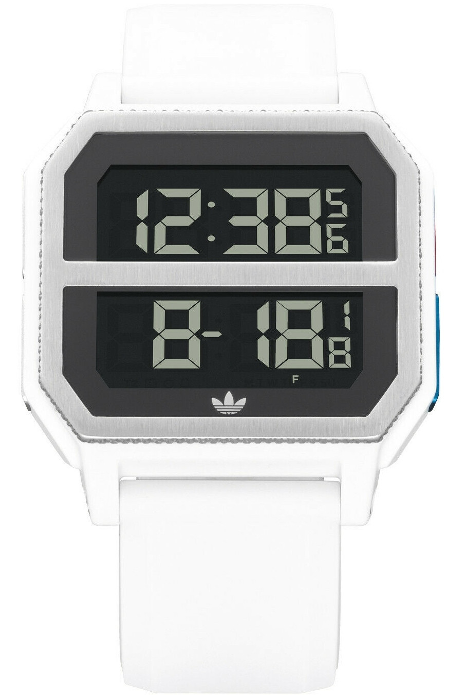 Adidas Men's Archive R2 Digital Silver Dial White Rubber Watch Z16 3273-00