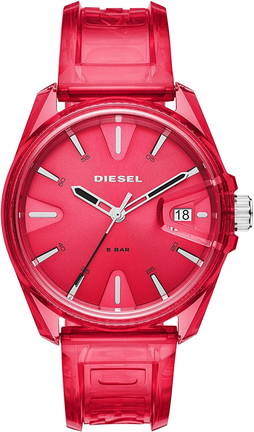 Diesel Women's MS9 Red Dial Red Rubber Watch DZ1930