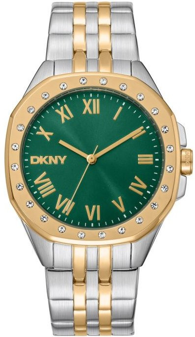 DKNY Women's Brooklyn Maxi Two-Tone Silver and Gold Analog Watch with Green Dial DK1L011M0075