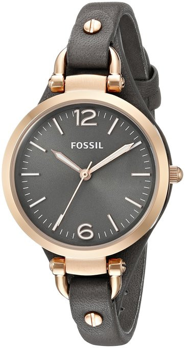 Fossil Women's Georgia Smoke Dial Grey Leather Watch ES3077