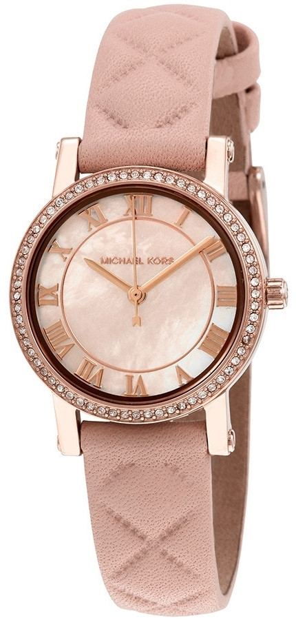 Michael Kors Women's Petite Norie Pink Mother of Pearl Dial Pink Leather Watch MK2683