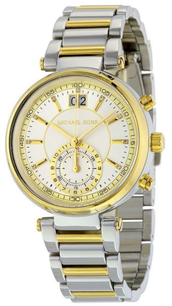 Michael Kors Sawyer Silver Crystal Watch NIB Michael Kors Sawyer Silver Metallic Leather Glitz Dial  main image 3