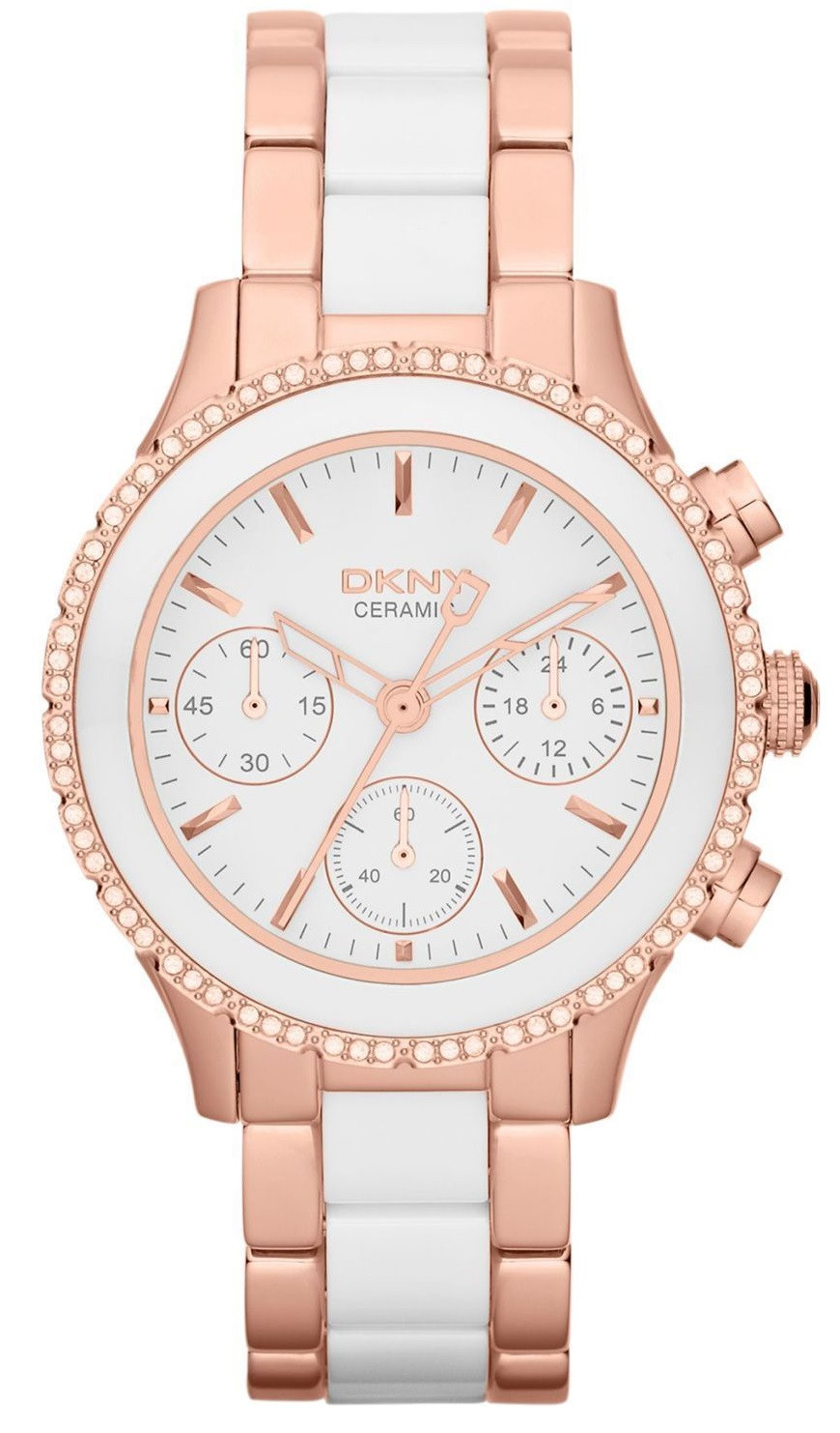 DKNY Women's White Dial Rose Gold Ceramic Watch NY8825 