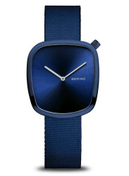 Bering Women's Ocean Pebble Blue Dial Blue ♻ Fabric Strap Watch 18034-397