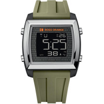 Hugo Boss Orange Men's Black Digital Dial Green Rubber Watch 1512612