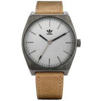 Adidas Men's Process L1 Silver Dial Beige Leather Watch Z05 2916-00
