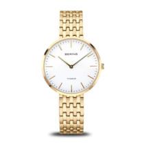 Bering Titanium White Dial Gold-Tone Titanium Watch 19334-334
