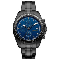 DKNY Men's Three-Hand Central Park Chrono Black Watch With Blue Dial DK1G049M0075