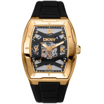 DKNY Men's Urban Automatic Gold Colour Case Black Silicone Band Analog Watch DK1G048P0035