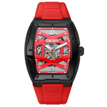 DKNY Men's Urban Automatic Silicone Red Band Analog Watch DK1G048P0065