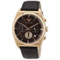 Emporio Armani Men's Chronograph Brown Dial Brown Leather Watch AR0371 