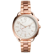 Fossil Women's Hybrid White Dial Rose Gold Stainless Steel Smartwatch FTW1208
