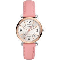 Fossil Women's Carlie Pink Leather Watch ES5160