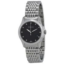 Gucci Women's G-Timeless Black Dial Stainless Steel Watch YA126505 