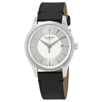 Victorinox Men's Alliance Silver and White Dial Black Leather Watch 241823