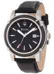 Bulova Men's Black Leather Watch 98B160