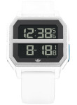 Adidas Men's Archive R2 Digital Silver Dial White Rubber Watch Z16 3273-00