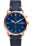 Fossil Men's Commuter Chronograph Blue Dial Blue Leather Watch FS5404