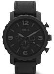 Fossil Men's Nate Chronograph Black Leather Watch JR1354