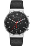 Skagen Men's Ancher Chronograph Black Leather Watch SKW6100 