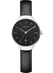 Bering Women's Classic Black Dial Black Leather Watch 13328-402