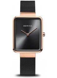 Bering Women's Classic Square Black Dial Black Stainless Steel Watch 14528-166