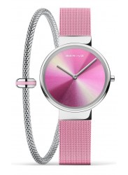 Bering Women's Classic Pink Stainless Steel Mesh Watch & Bracelet Gift Set 19031-999-GWP