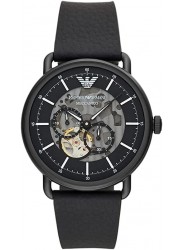 Emporio Armani Men's Automatic Multifunction Black Leather Watch AR60028