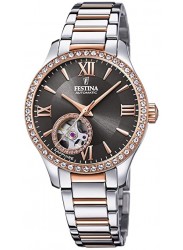 Festina Women's Automatic Skeleton Grey Dial Two Tone Stainless Steel Watch F20487/2