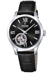 Festina Women's Automatic Skeleton Black Dial Black Leather Watch F20490/3