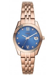 Fossil Women's Scarlette Blue Dial Rose Gold Stainless Steel Watch ES4901