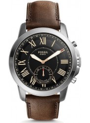 Fossil Men's Grant Hybrid Black Dial Brown Leather SmartWatch FTW1156