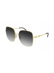 Gucci Women's Geometric Style Gold Frame Grey Lens Sunglasses GG0879S-001-61