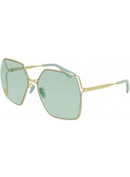 Gucci Women's Oversized Pillow Style Gold Frame Green Lens Sunglasses GG0817S-003-65