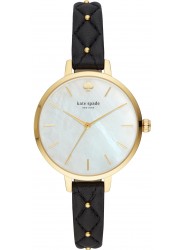 Kate Spade Women's Metro Mother of Pearl Dial Black Leather Watch KSW1469