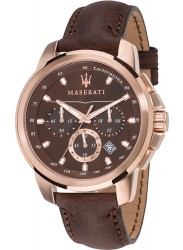 Maserati Men's Successo Chronograph Brown Leather Watch R8871621004