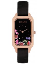 OUI&ME Women's Finette Black Floral Dial Black Leather Watch ME010126
