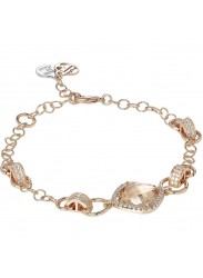 Rose Gold Plated Bracelet with Peach Crystal and Zircons