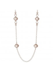 Long Necklace with Crystals Briolette Peach and Zircons