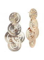Gold Plated Earrings with Concentric Cluster Pendant and Swarovski Crystals